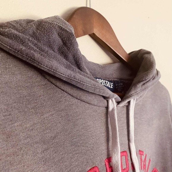 Aeropostale Mens L Dark Gray Hoodie Embroidered Logo Y2K 2000's Streetwear - Picture 5 of 7